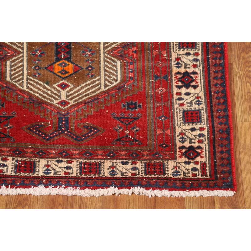 Tribal Ardebil Persian Vintage Runner Rug Hand-Knotted Wool Carpet - 3'4"x 11'1"
