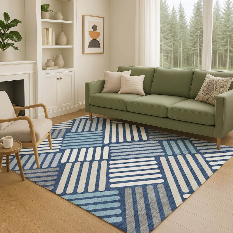Machine Washable Indoor/ Outdoor Modern Weave Chantille Rug