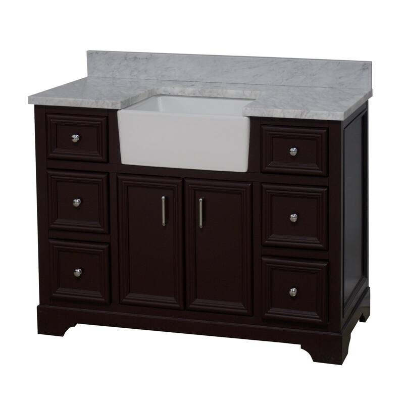 KitchenBathCollection Zelda 48" Farmhouse Bathroom Vanity with Carrara Marble Top