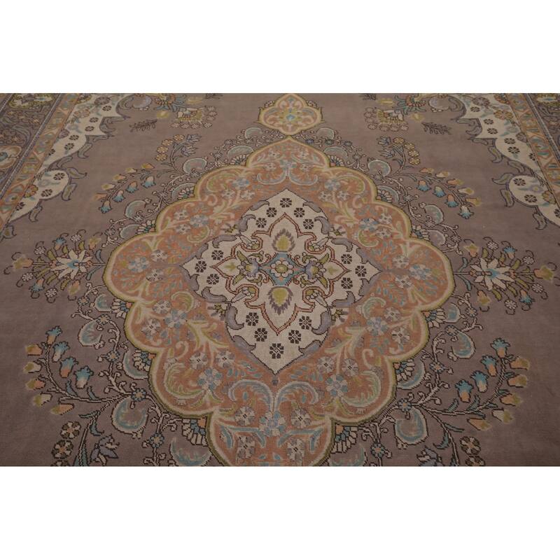 Over-Dyed Tabriz Persian Vintage Large Rug Hand-Knotted Wool Carpet - 9'8" x 13'2"