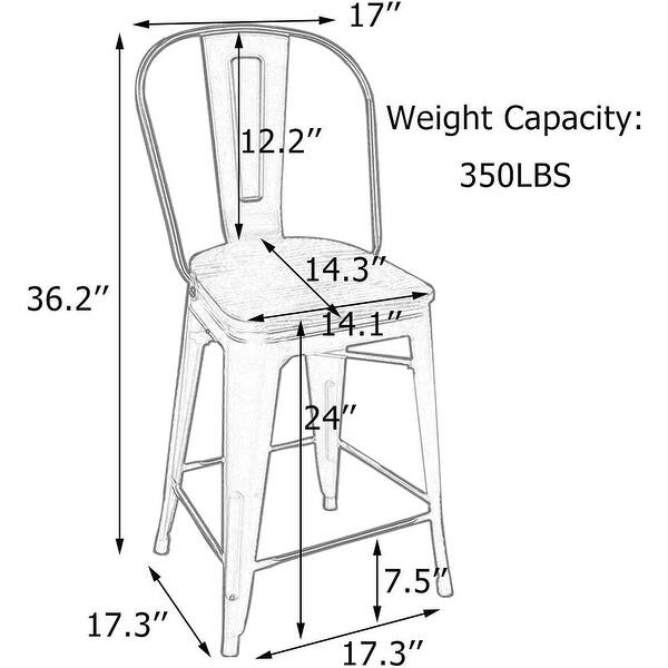 Andeworld farmhouse bar stools ,counter height bar stools set of 4 - Set of 4