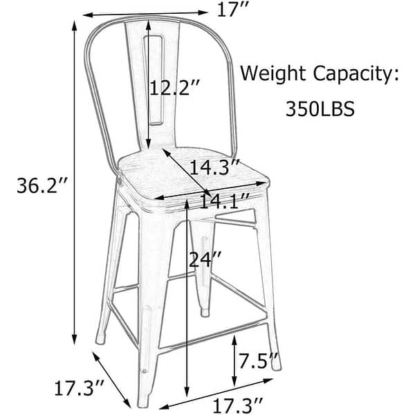 dimension image slide 2 of 9, Andeworld farmhouse bar stools ,counter height bar stools set of 4 - Set of 4