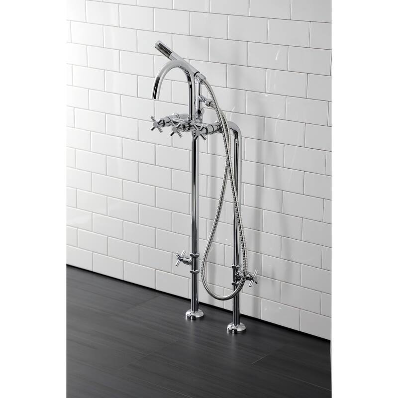 Kingston Brass Concord Freestanding Tub Faucet with Supply Line - Polished Chrome