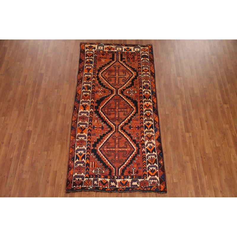 Hand Knotted Oriental 100% Wool Carpet Traditional Tribal Oranges & Rust Lori Area Rug - 8' 2'' X 4' 3''