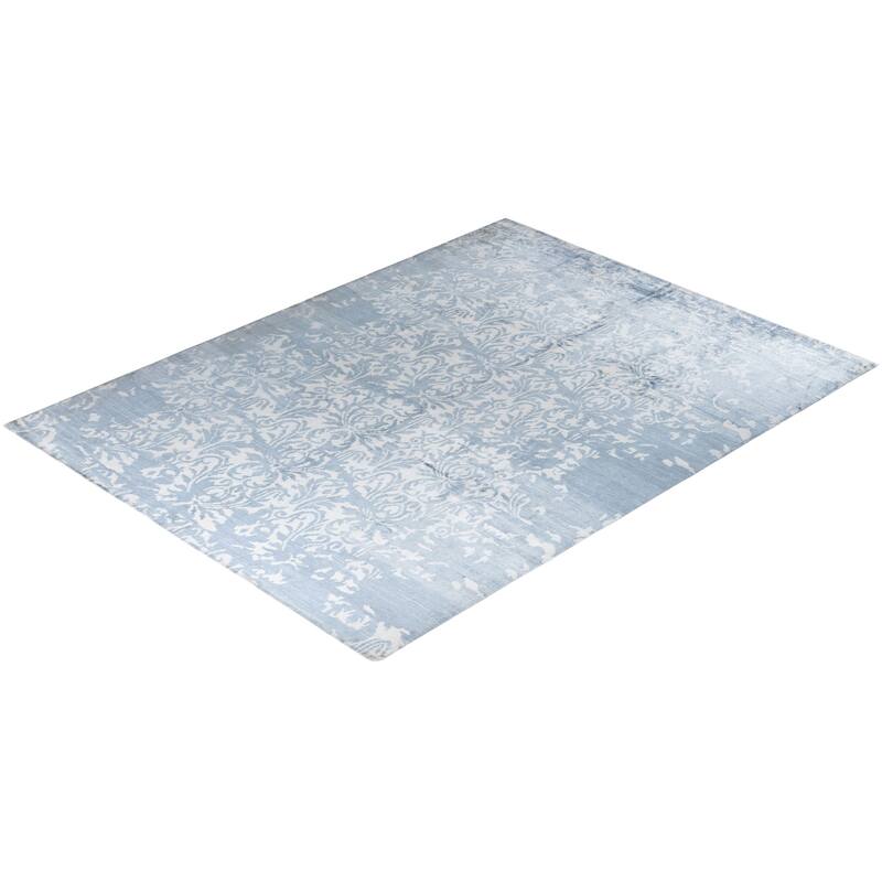 Modern One-of-a-Kind Hand-Knotted Area Rug - Ivory, 9' 1" x 12' 2" - 9' 1" x 12' 2"