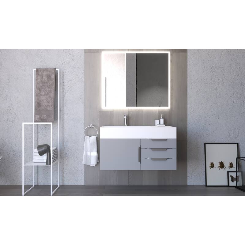 Amazon 36" Wall Mounted Bathroom Vanity Set w/ White Top