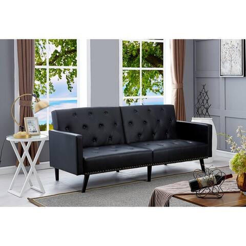 Jolene Convertible Tufted Split Back Futon Sofa