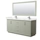 preview thumbnail 30 of 45, Strada 72-Inch Double Vanity Set, Cultured Marble Top, 70-Inch Mirror Light Green, Nickel Trim, Carrara Cult. Marble Top