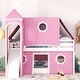 preview thumbnail 1 of 11, Twin Size Loft Bed with Slide Tent & Tower, Playhouse with Window,Pink Pink - Twin