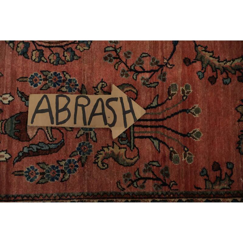 Hand Knotted Oriental 100% Wool Carpet Traditional Floral Oranges & Rust Sarouk Area Rug - 6' 5'' X 4' 1''