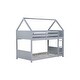 preview thumbnail 14 of 16, Light Grey Wooden Low Height Twin Over Twin Bunk Bed Kids Bed with Guardrails,Ladder