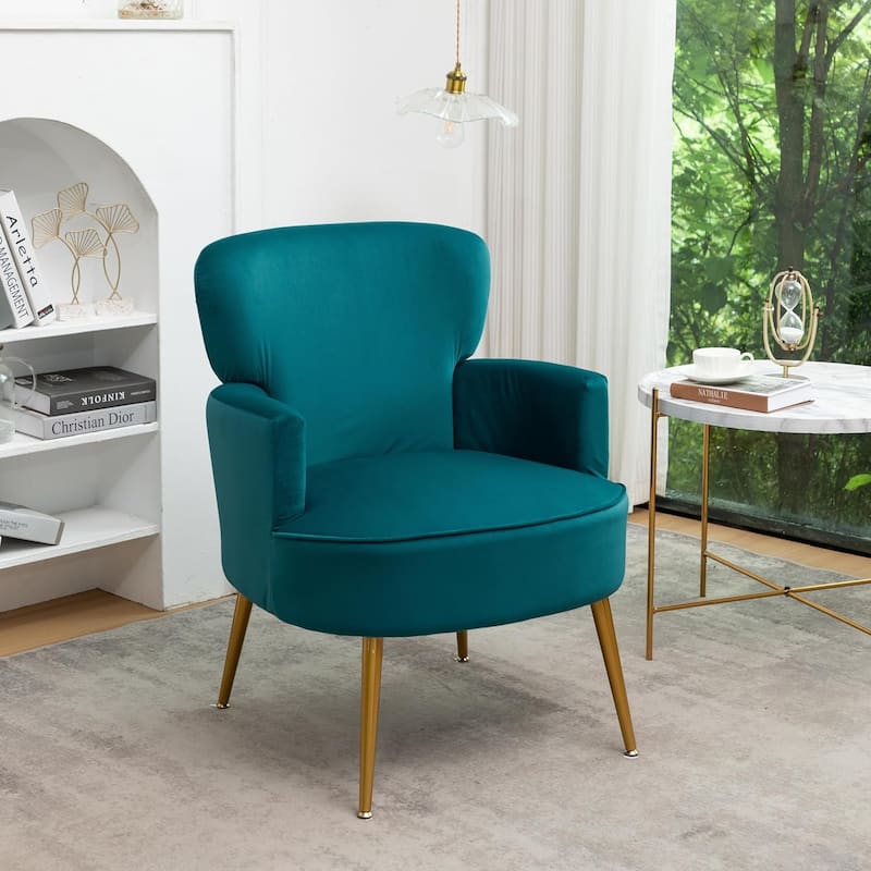 US Pride Furniture Trendy Velvet Accent Chair with Gold Metal Legs Upholstered Armchair