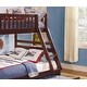 preview thumbnail 5 of 6, Artsy Twin over Full Bunk Bed with Twin Trundle, Dark Cherry Finish Wooden Bedroom Furniture, Space-saving, Espresso