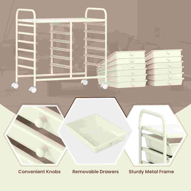 Costway 12 Drawers Rolling Cart Storage Scrapbook Paper Studio - See Details