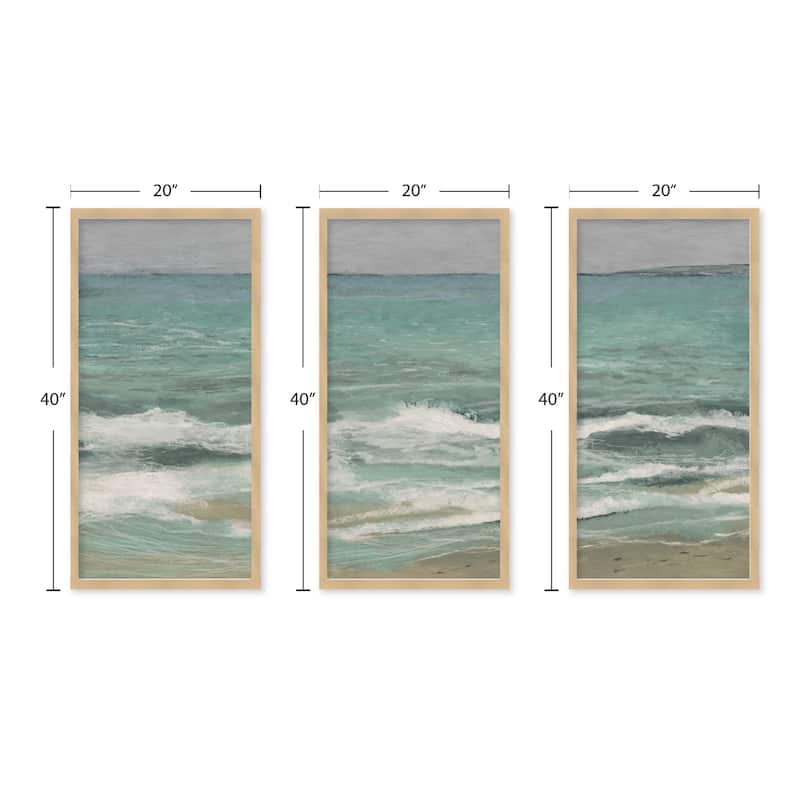 "East Bank Waves" Set of Three Framed Textured Wall Art - Multi-Color