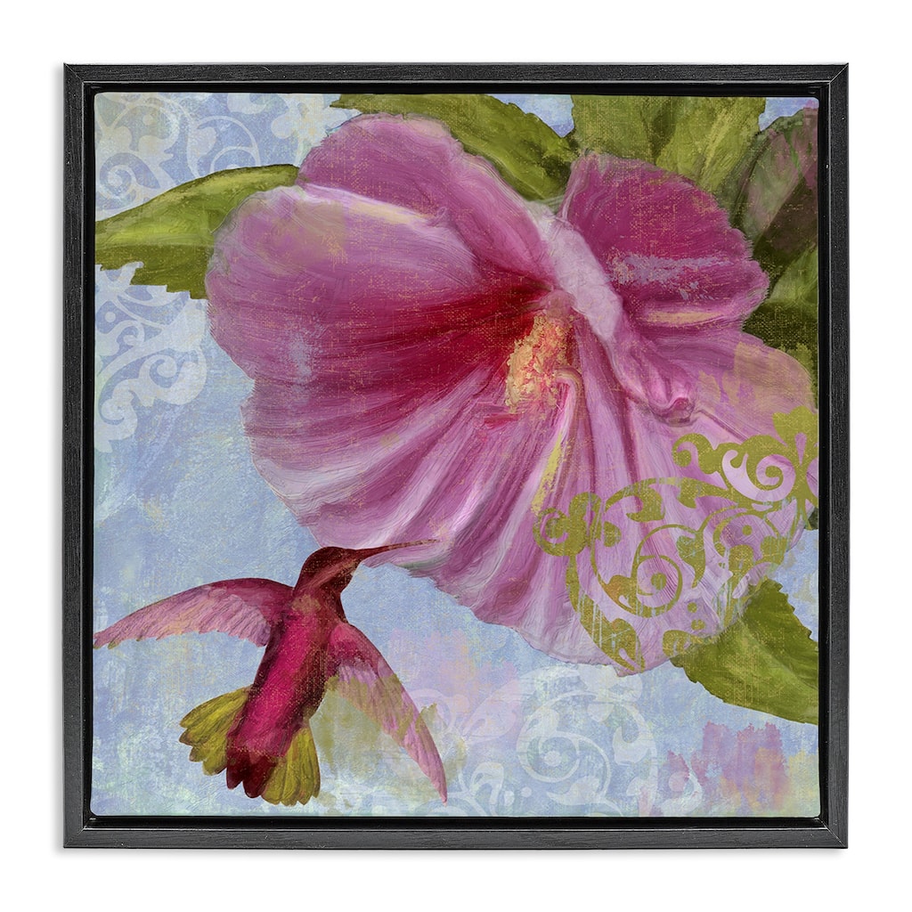 Stupell Hummingbird & Purple Poppy Framed Floater Canvas Wall Art Design By Sasha