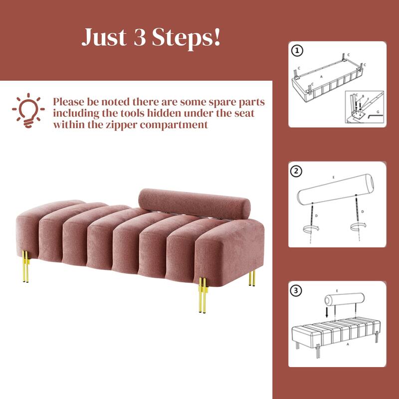 Ouyessir 52.2" Modern Channel Tufted Window Bench with Adjustable Back