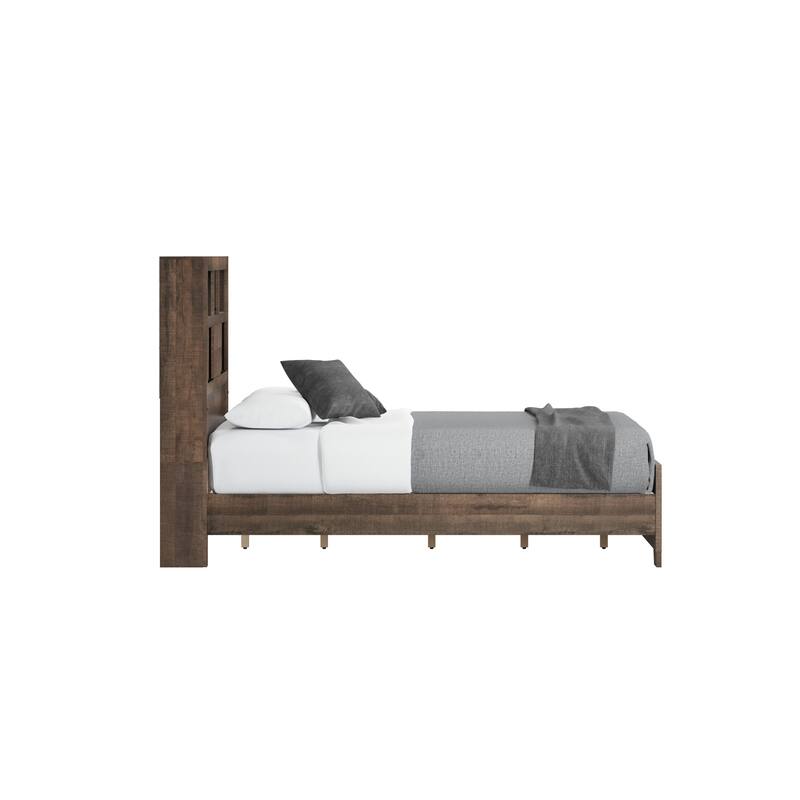 Modern Brown Full Bookcase Bed with Easy Assembly and Stylish Design