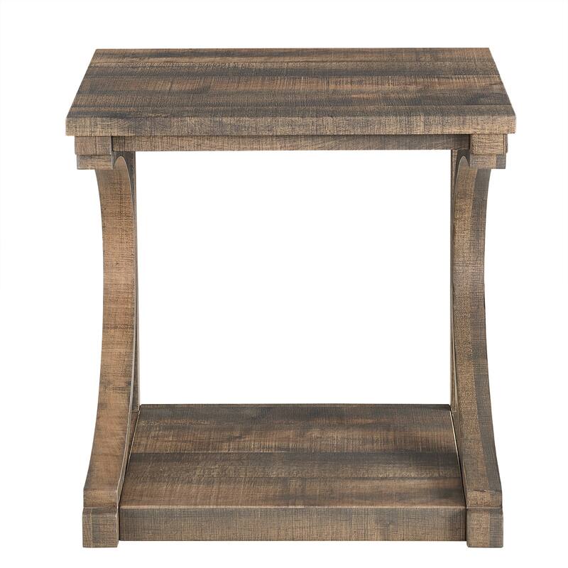 Unique Solid Wood Coffee Table with Storage Shelf