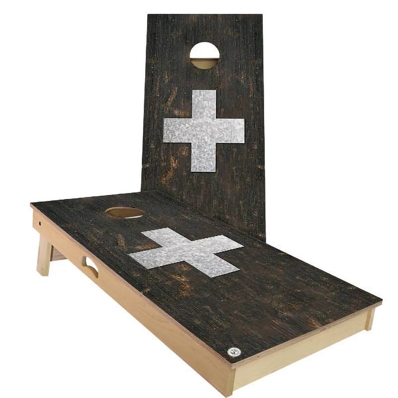 Switzerland Flag Rustic Outdoor Cornhole Board Set - All-Weather 2x4 - Include Carrying Case