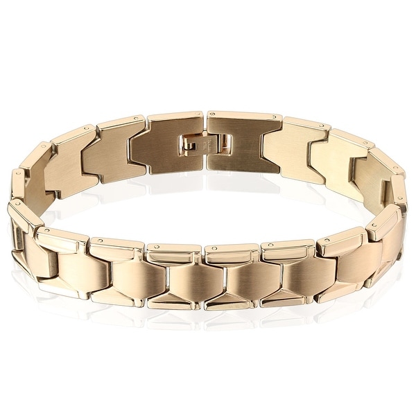 Hexagon Book Chain Rose Gold IP Stainless Steel Bracelet (13.6 mm) - 8.75 in
