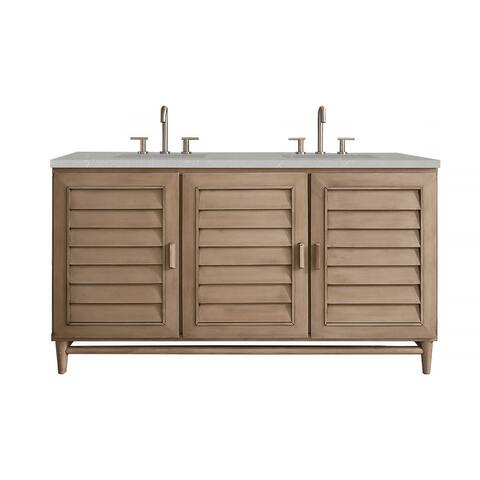 James Martin Vanities Portland 60" Double Vanity, Whitewashed Walnut