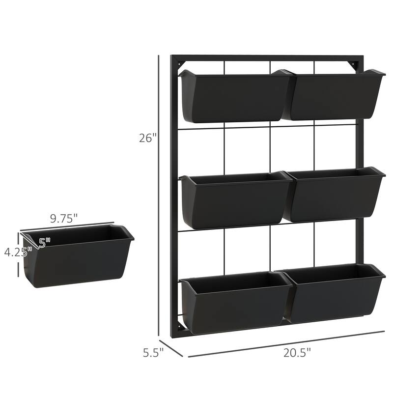 3-Tier Wall-Mounted Planters Self Draining Planter Multi-Functional Planter with 6 Pots and Hanging Plant Holder for Flowers