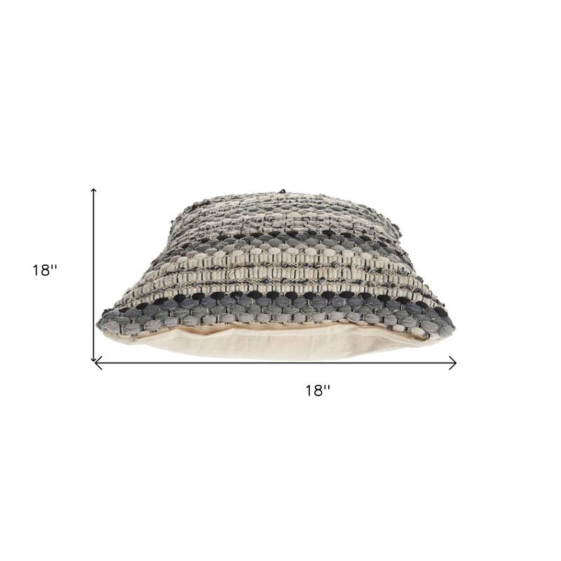HomeRoots 18" X 18" Black And Grey 100% Cotton Striped Zippered Pillow