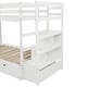 preview thumbnail 9 of 16, Twin Over Twin/King Size Extendable Bunk Bed with Trundle and Storage Stairs