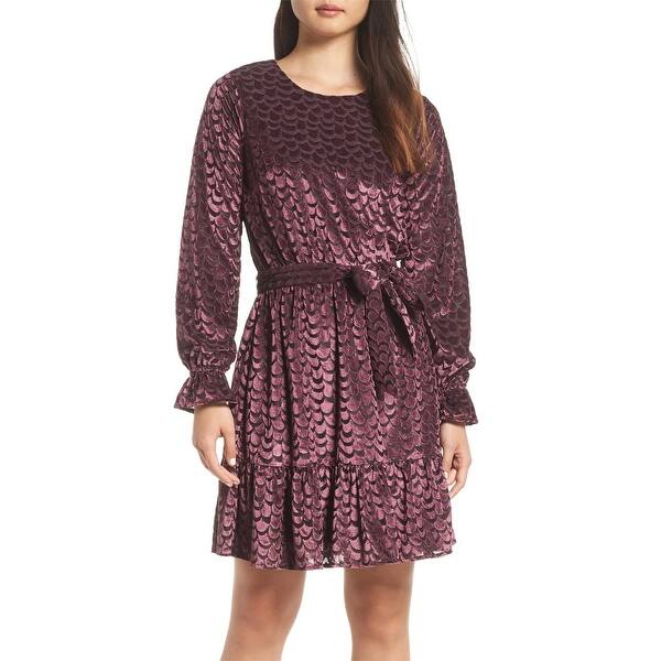 Michael Michael Kors Womens Burnout Velvet Flounce Dress Large Black Cordovan Overstock 29090362 Women large clothes lot gap michael kors banana republic alfred sung aeropostaletop rated seller. michael kors