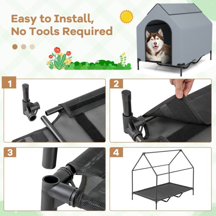 Outdoor Elevated Pet House with Ventilated Windows