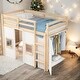 preview thumbnail 2 of 17, Wood Twin Size Loft Bed with Storage Wardrobe and 2 Windows, White