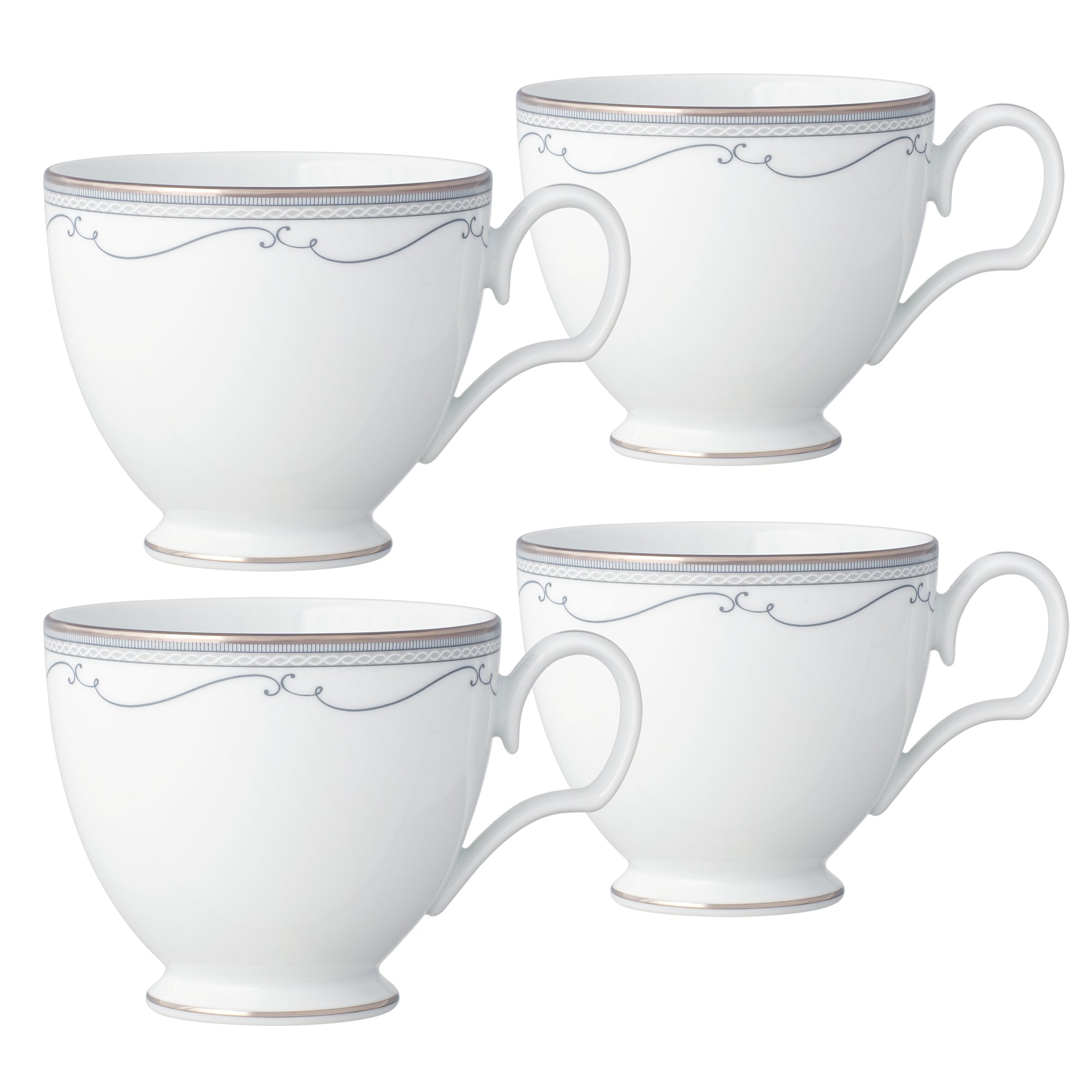 Noritake Satin Flourish Set Of 4 Tea Cups, 8 Oz.