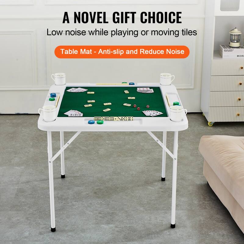 Mahjong Table Portable Domino Game Table with 1 Set of Dominoes for Mahjong Poke Puzzles