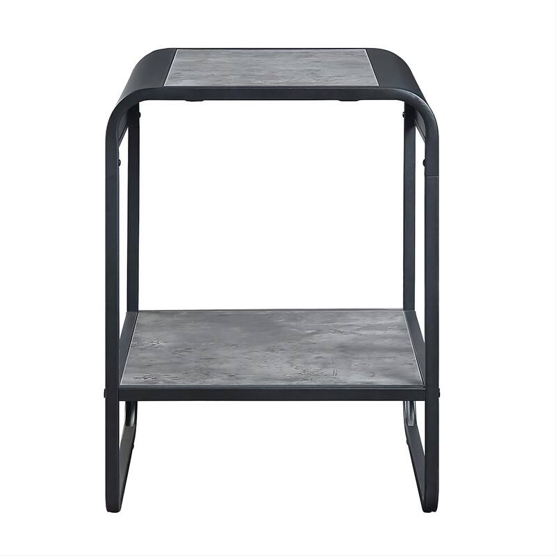 End Table, Concrete Gray & Black Finish