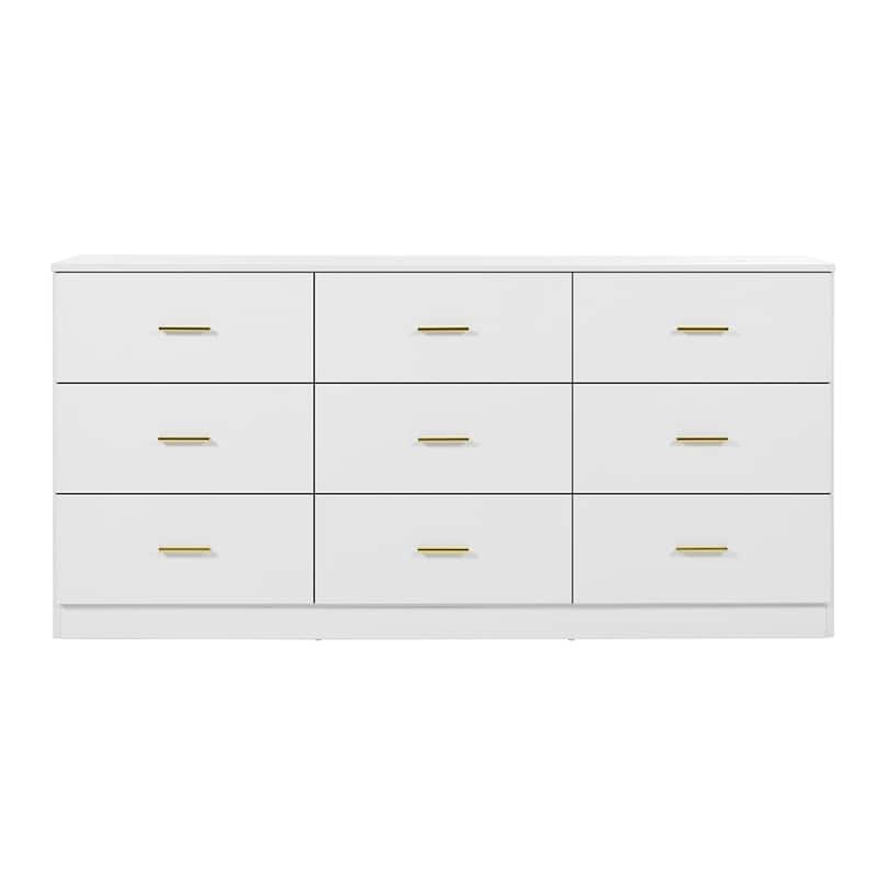 Modern 9-Drawer Dresser for Bedroom - Ample Storage Wide Chest of Drawers, Sturdy & Safe
