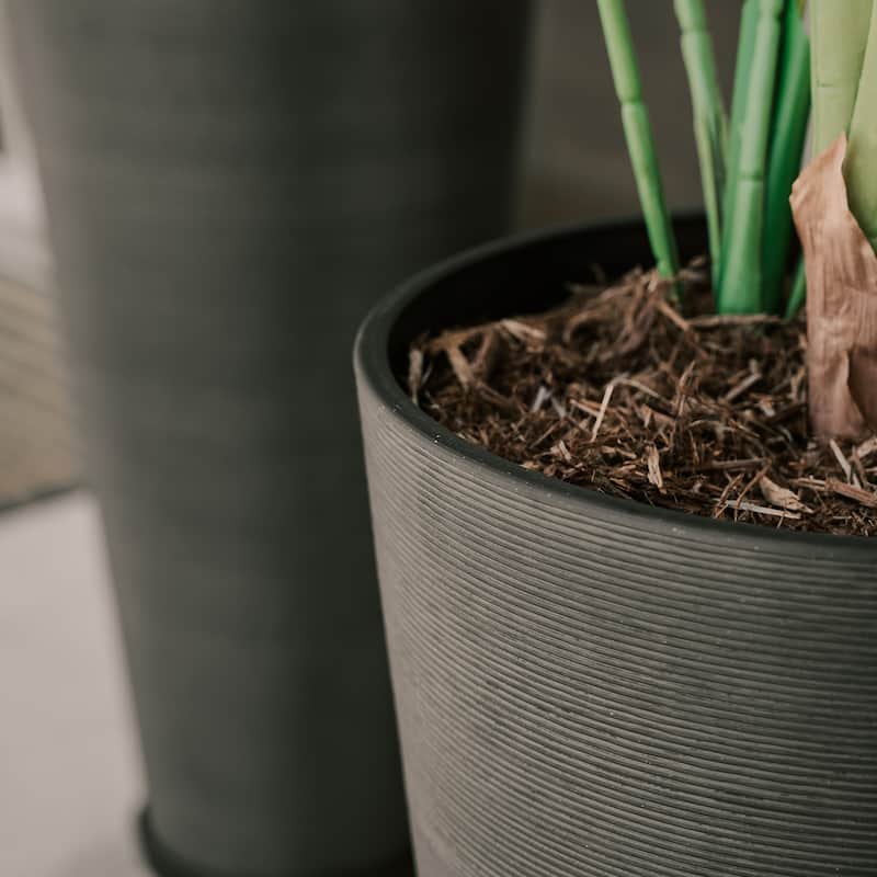 XBrand Modern 28-Inch Tall Round Planter, Modern Tapered Planter Perfect for Indoor & Outdoor Planter, Patio Décor, Set of 2
