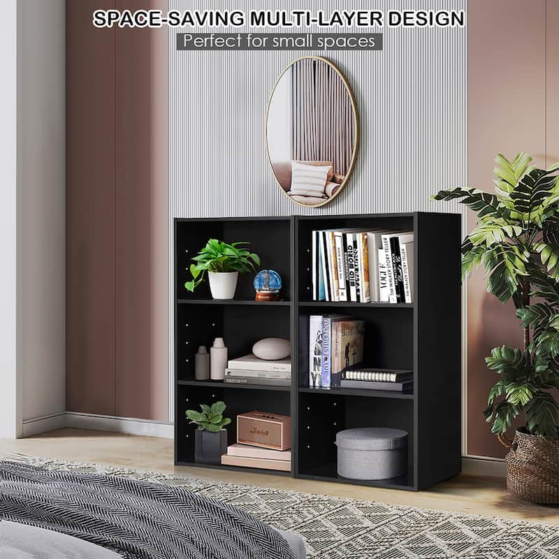 Gymax 2 PCS 3 Tier Open Shelf Bookcase Multi-functional Storage - See Details