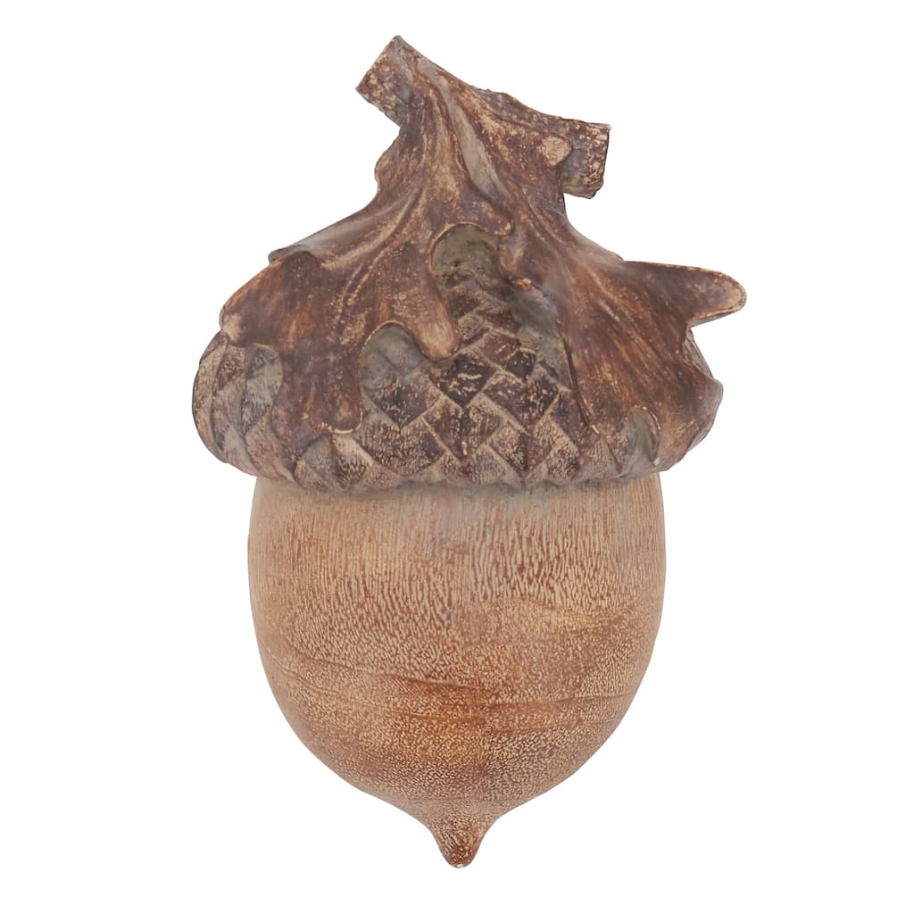 Decorative Acorn Figurines (Set of 4) - Rustic Fall Acorn Décor for Tabletop, Shelf & Seasonal Styling, 5" - Natural