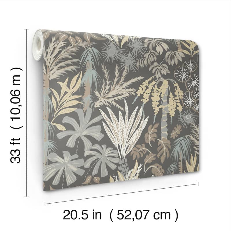 A-Street Prints Everglades Grey Botanical Wallpaper