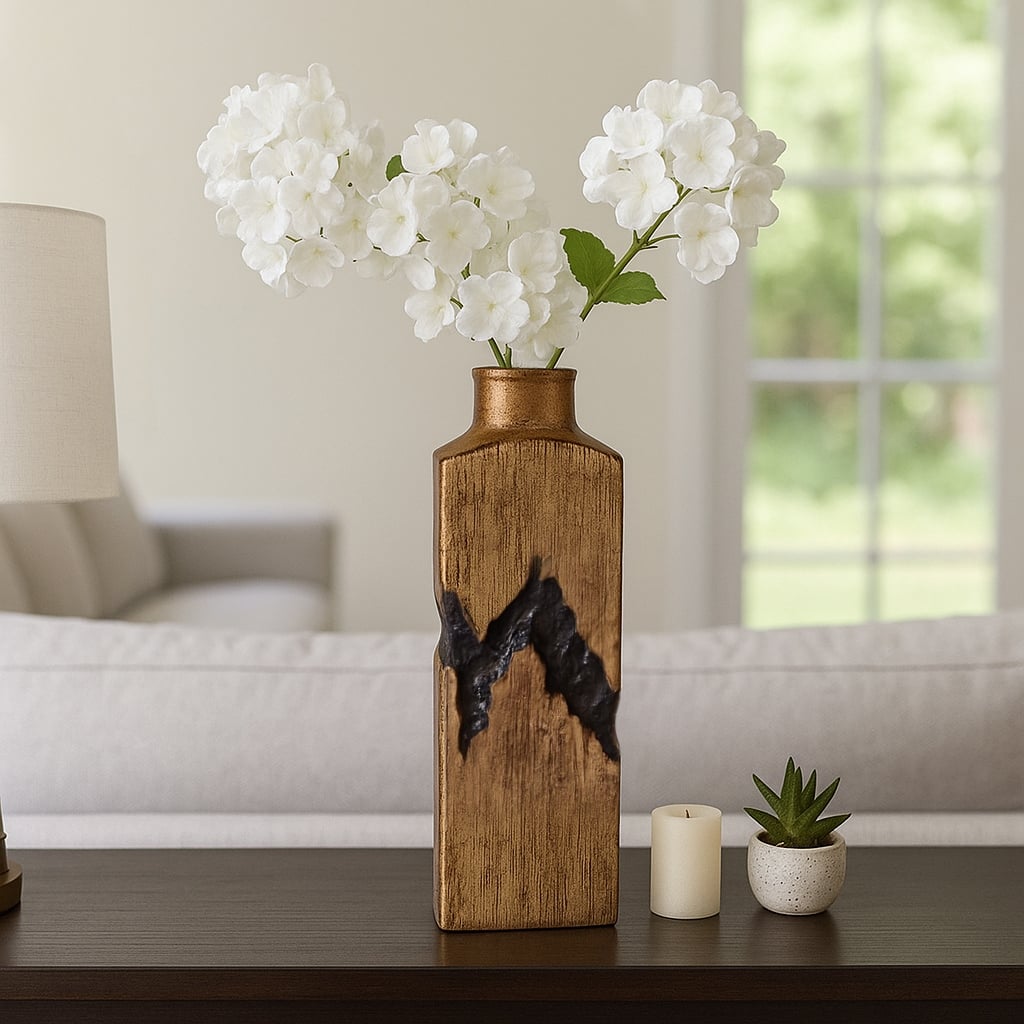 Artistic Table Vase with Fractured Finish for Home Decor