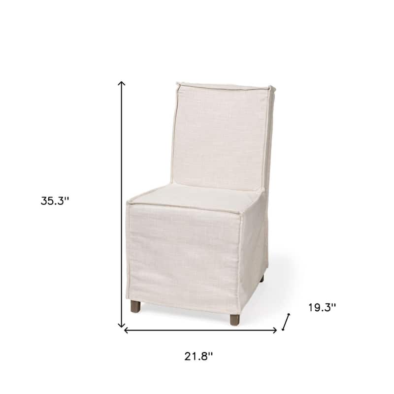 Set of 2 Modern Slipcovered Dining Chairs with Solid Wood Legs and Solid Back for Dining Room Seating