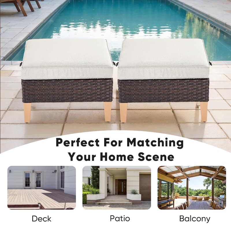 4 Pieces Outdoor Chair Patio Chair Ottoman
