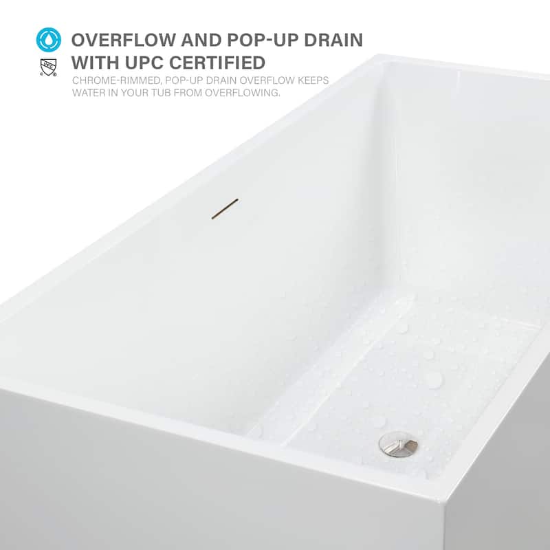 Vanity Art 59" Acrylic Freestanding Soaking Bathtub