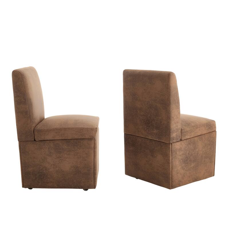 360 Degree Swivel Upholstered Dining Chairs Set of 2,Swivel Dining Chairs with Casters & Storage, Modern Rolling Chair