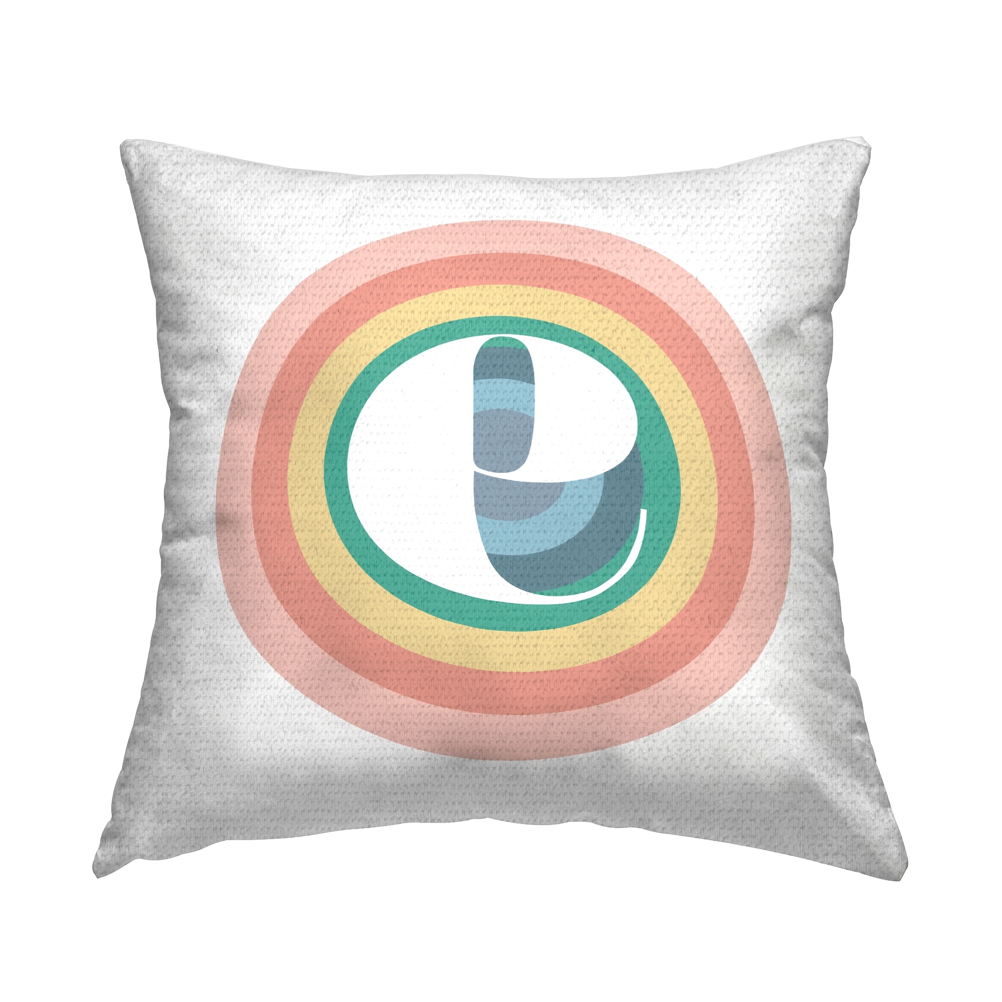 Stupell Rainbow Name Initial Printed Outdoor Throw Pillow Design by Lil' Rue