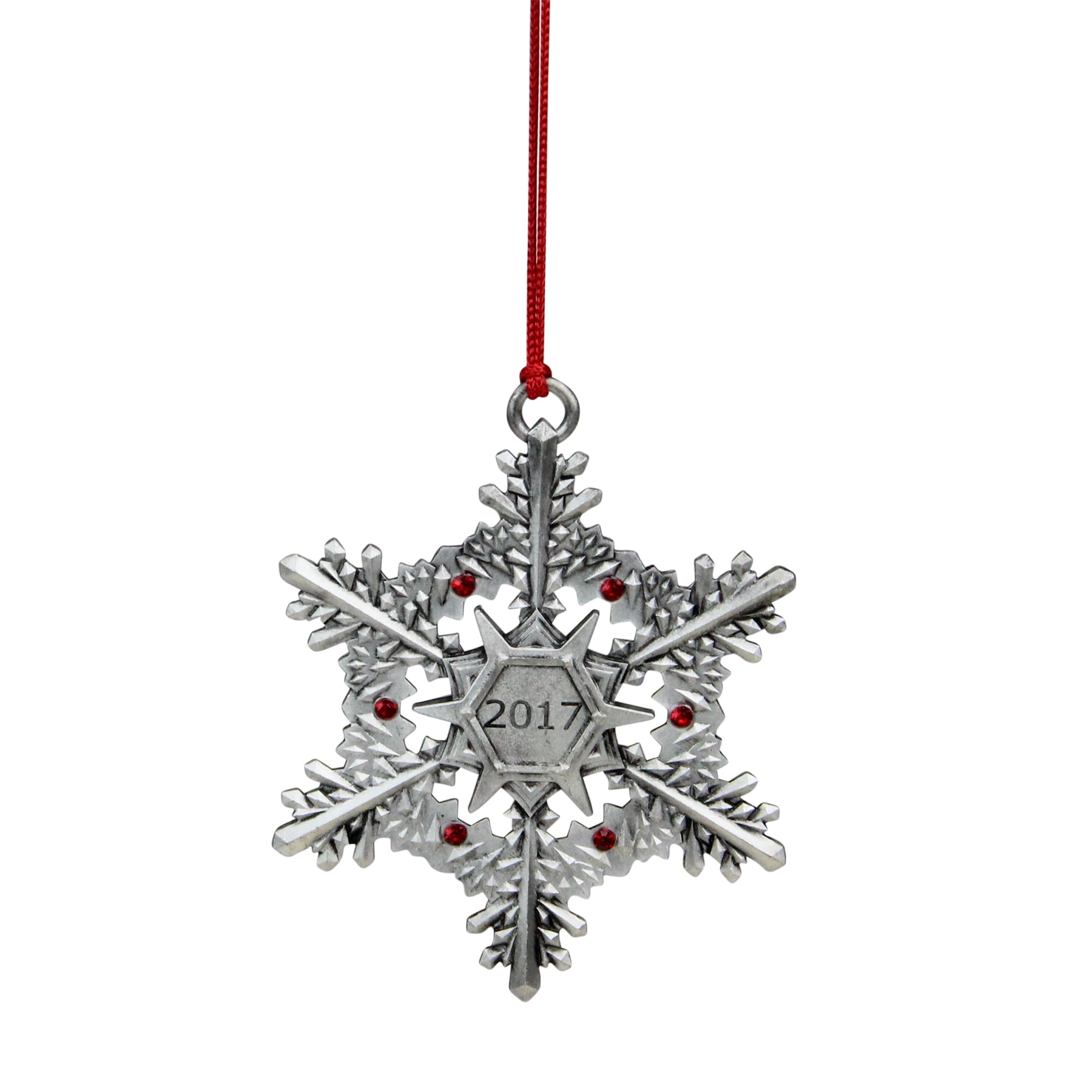 Shop 3 Red And Silver Snowflake With Gems 2017 Metal Christmas