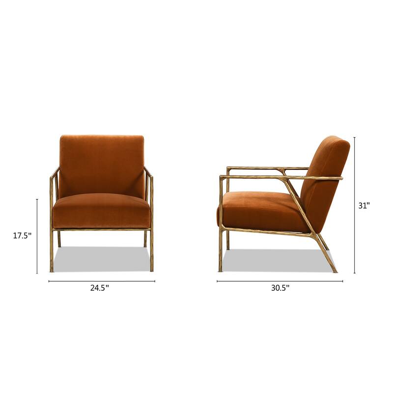 Aerin 24.5" Hammered Brass Velvet Accent Arm Chair