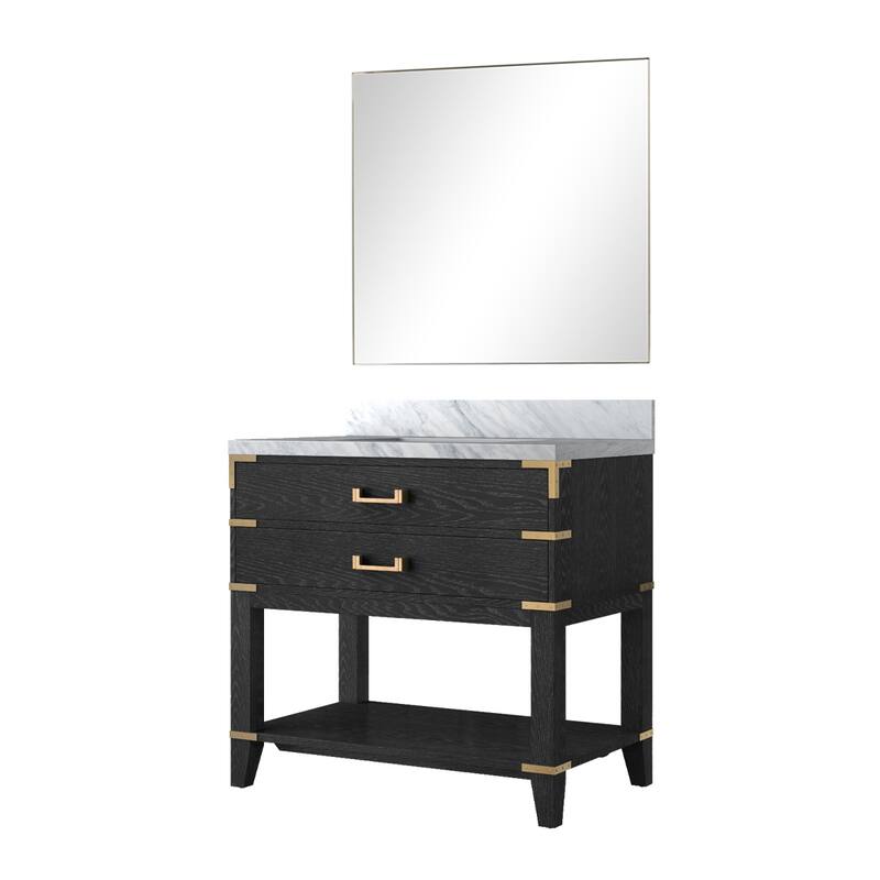 Norwalk Bath Vanity with Carrara Marble Top, Sink and Mirror