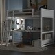 preview thumbnail 2 of 22, Solid Wood Loft Bed with Bulit-in Desk and LED Light, Full Size Loft Bedframe with Storage Bench, Shelves, 2 Drawers & USB Port